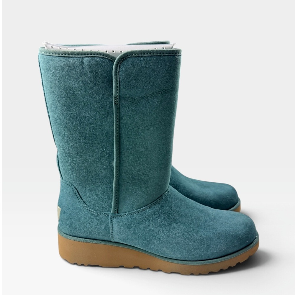 UGG Amie Wedge Boot Women 11 Cactus Green Suede 1013428 Water Resistant NEW